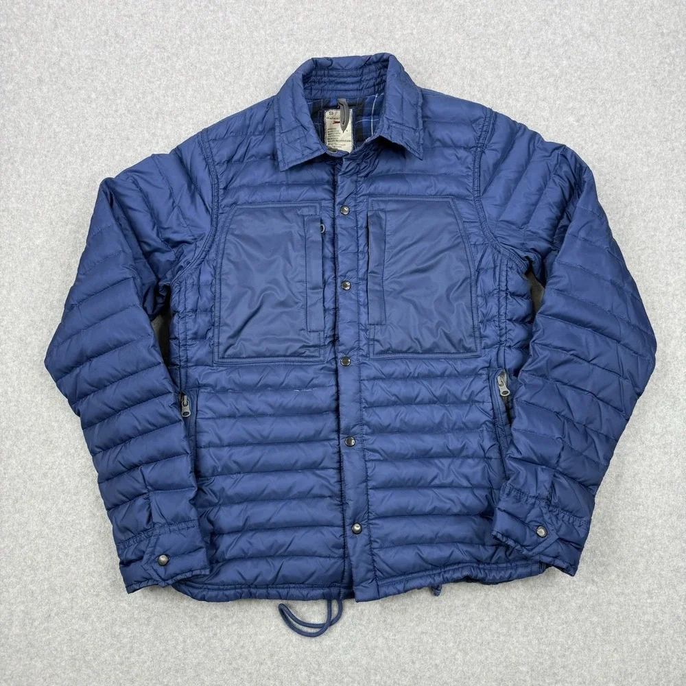 Relwen Jacket Mens Small Blue Puffer Goose‎ Down Quilted Snap Button Outdoors
